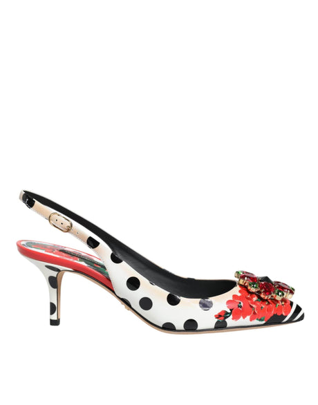 Dolce & Gabbana Multicolor Crystal Heels Slingback Shoes - Hilstor