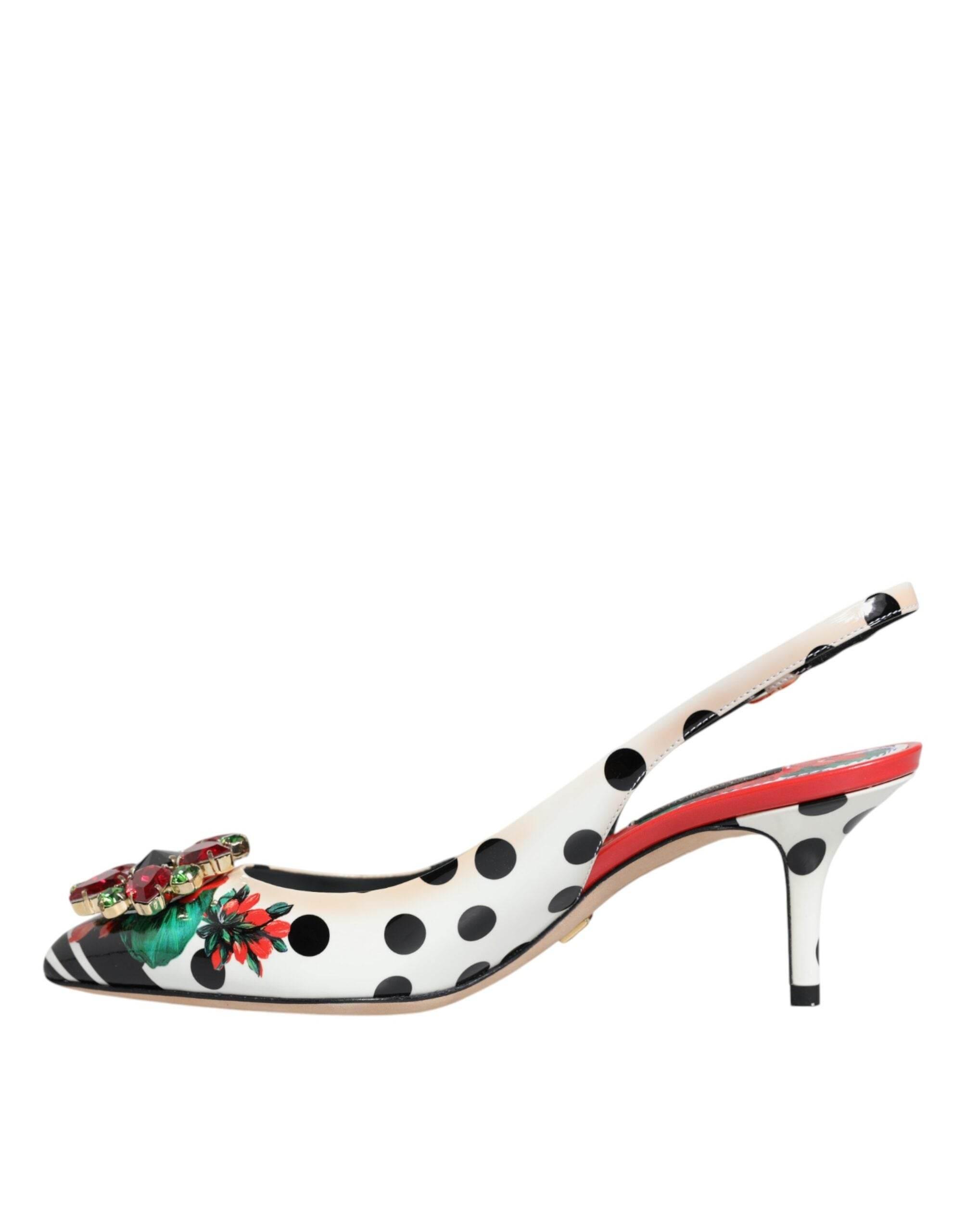 Dolce & Gabbana Multicolor Crystal Heels Slingback Shoes - Hilstor