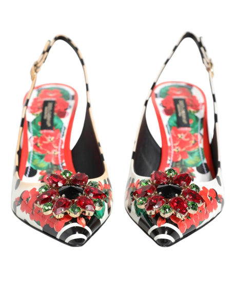 Dolce & Gabbana Multicolor Crystal Heels Slingback Shoes - Hilstor