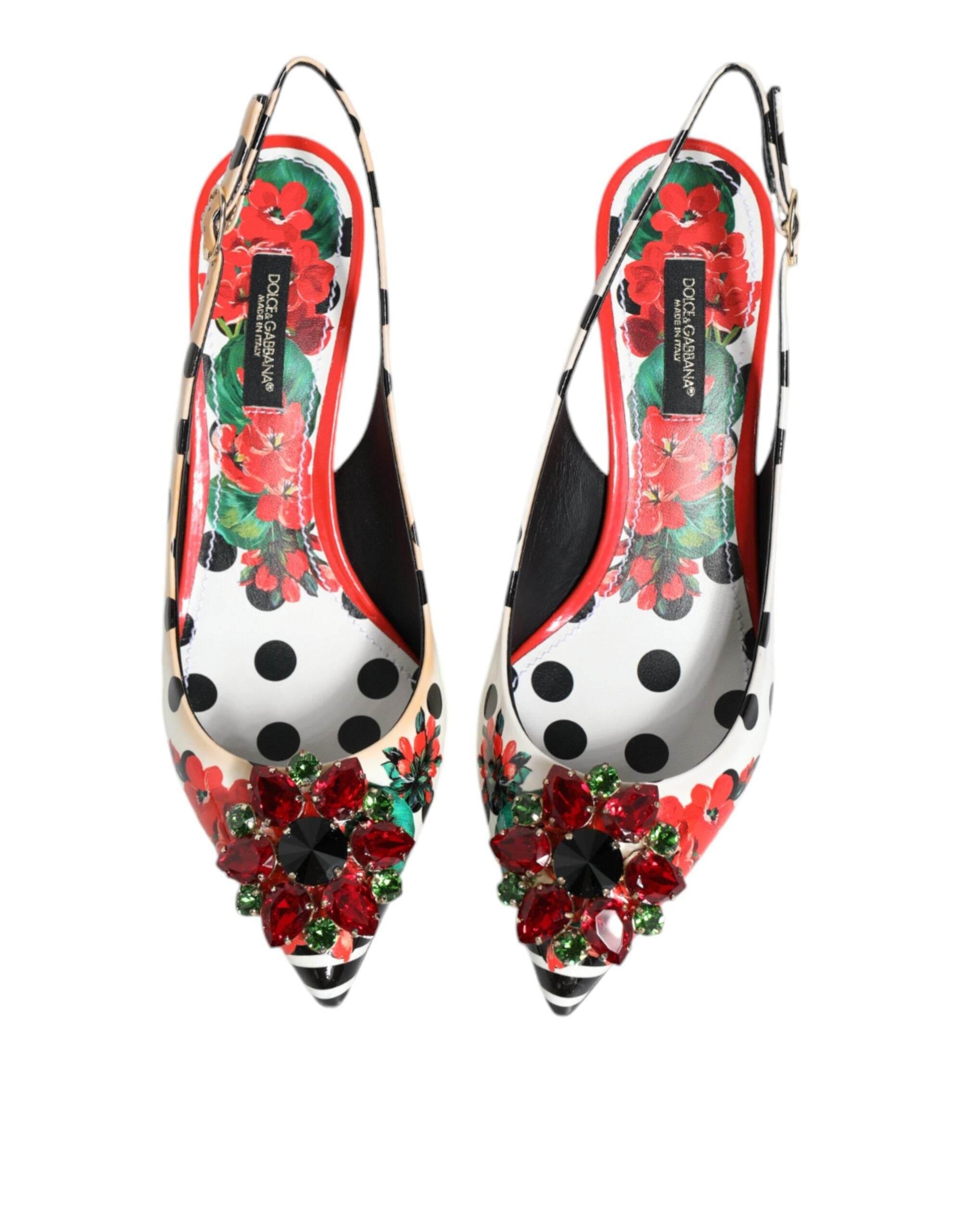 Dolce & Gabbana Multicolor Crystal Heels Slingback Shoes - Hilstor