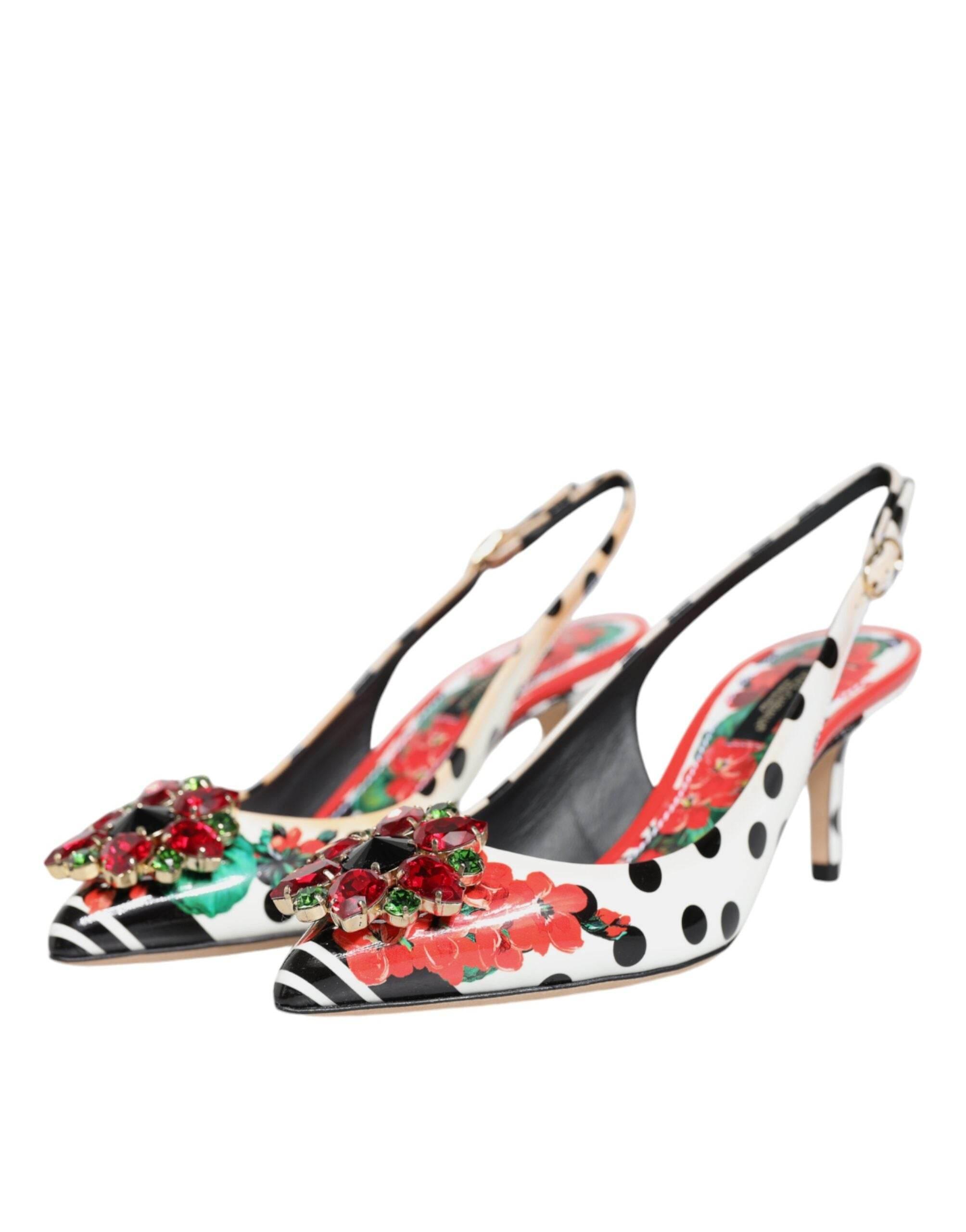 Dolce & Gabbana Multicolor Crystal Heels Slingback Shoes - Hilstor