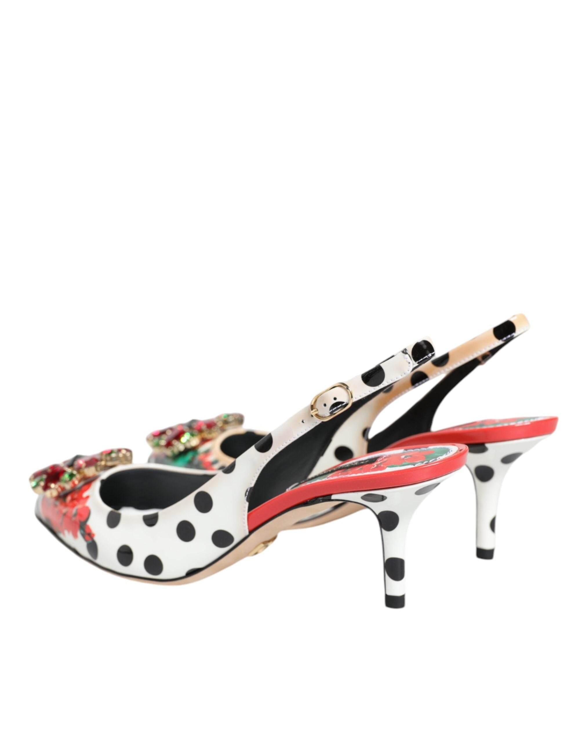 Dolce & Gabbana Multicolor Crystal Heels Slingback Shoes - Hilstor