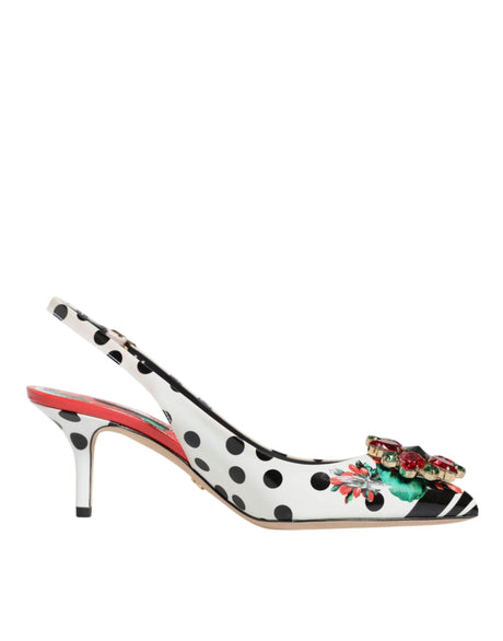 Dolce & Gabbana Multicolor Crystal Heels Slingback Shoes - Hilstor