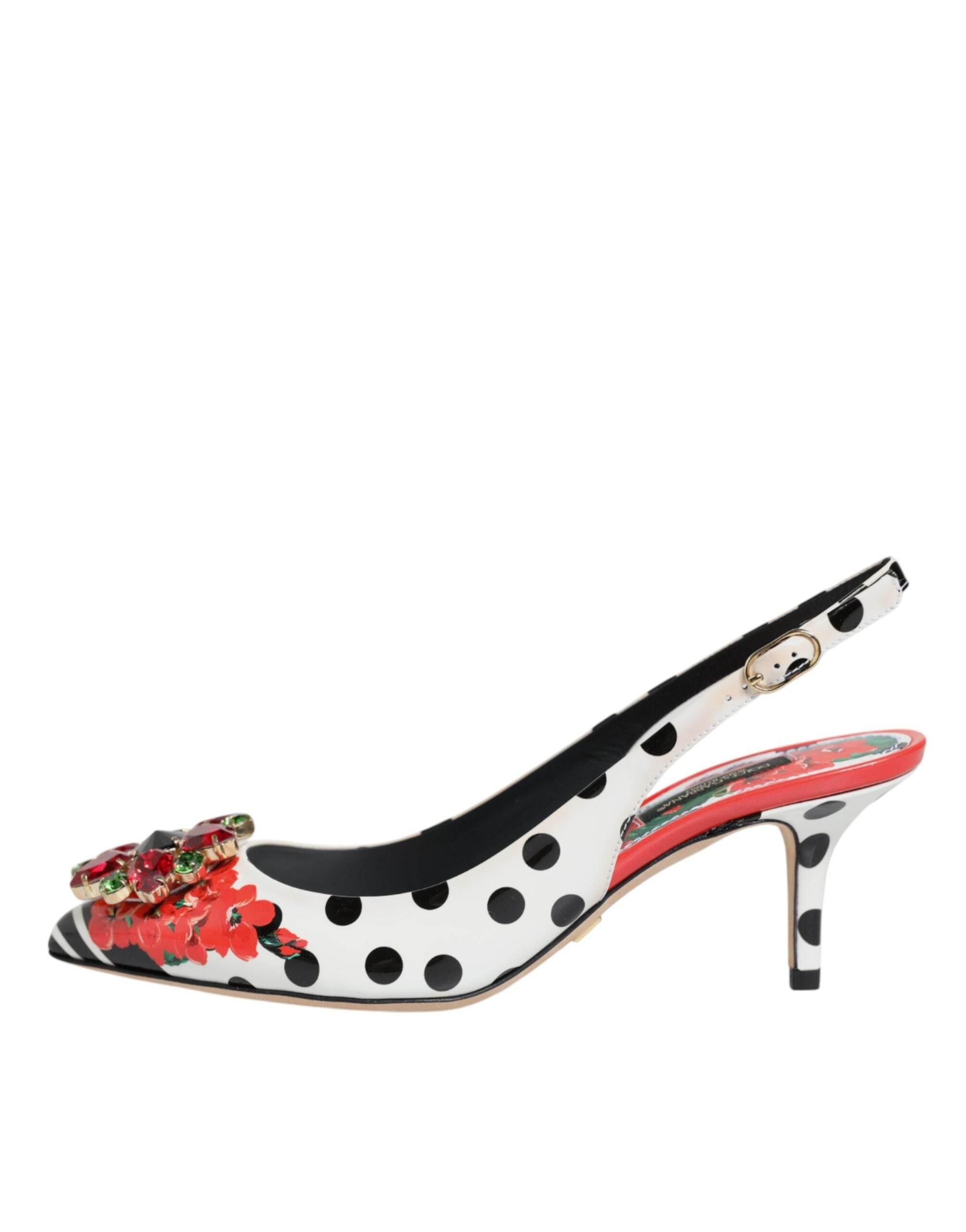 Dolce & Gabbana Multicolor Crystal Heels Slingback Shoes - Hilstor