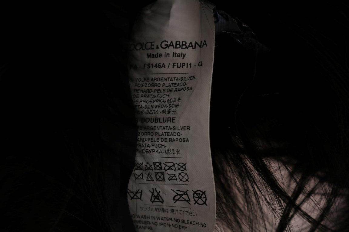 Dolce & Gabbana Black Silver Fox Fur Scarf - Hilstor