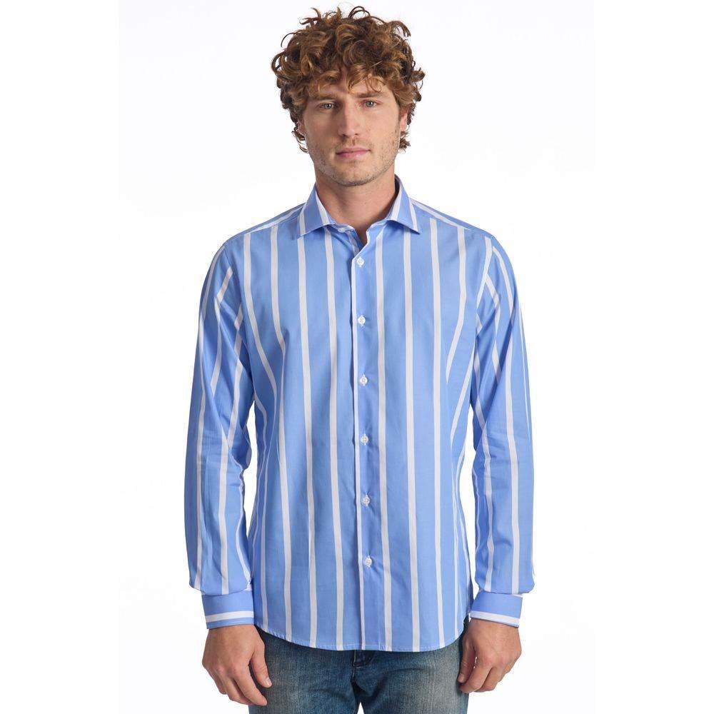 Baldinini Trend Light Blue Cotton Men Shirt - Hilstor
