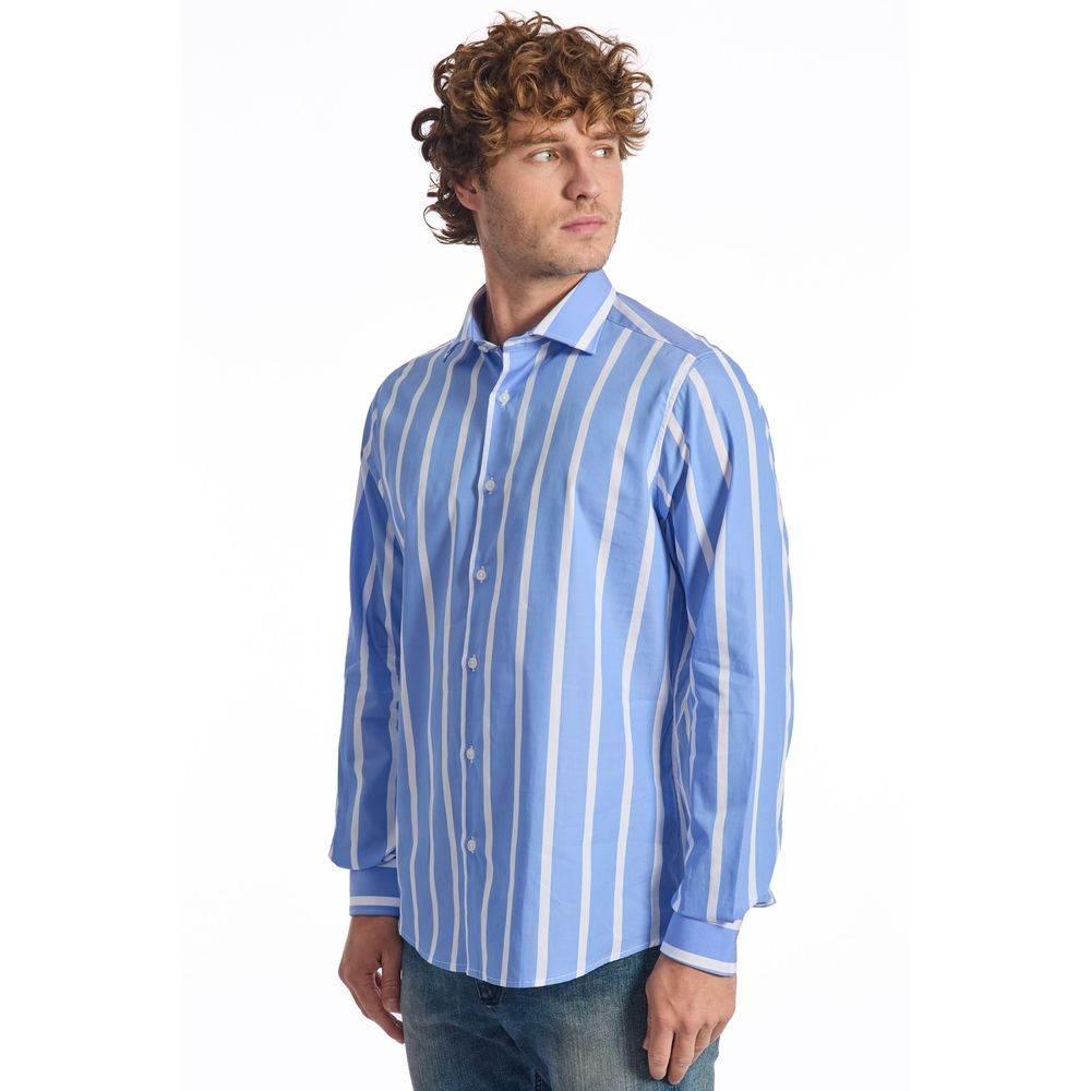 Baldinini Trend Light Blue Cotton Men Shirt - Hilstor