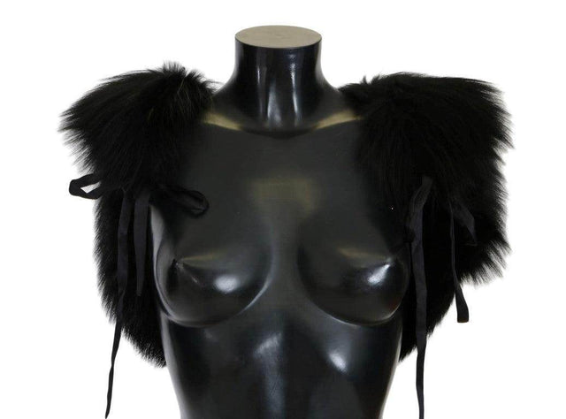 Dolce & Gabbana Black Silver Fox Fur Scarf - Hilstor