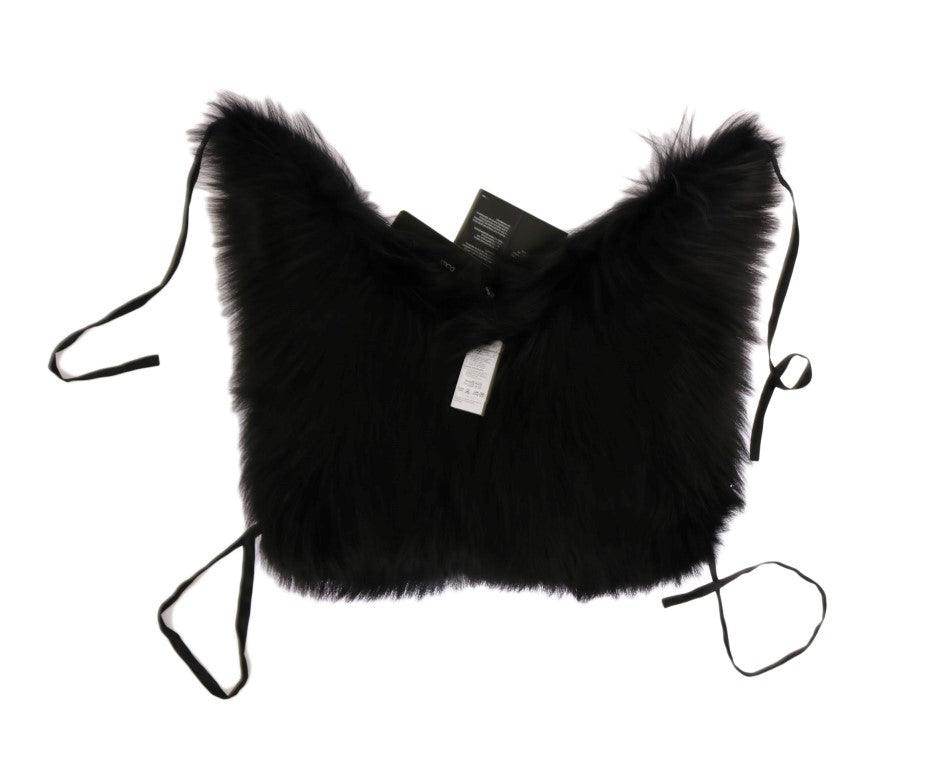 Dolce & Gabbana Black Silver Fox Fur Scarf - Hilstor