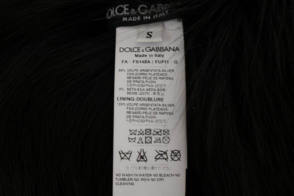 Dolce & Gabbana Black Silver Fox Fur Scarf - Hilstor