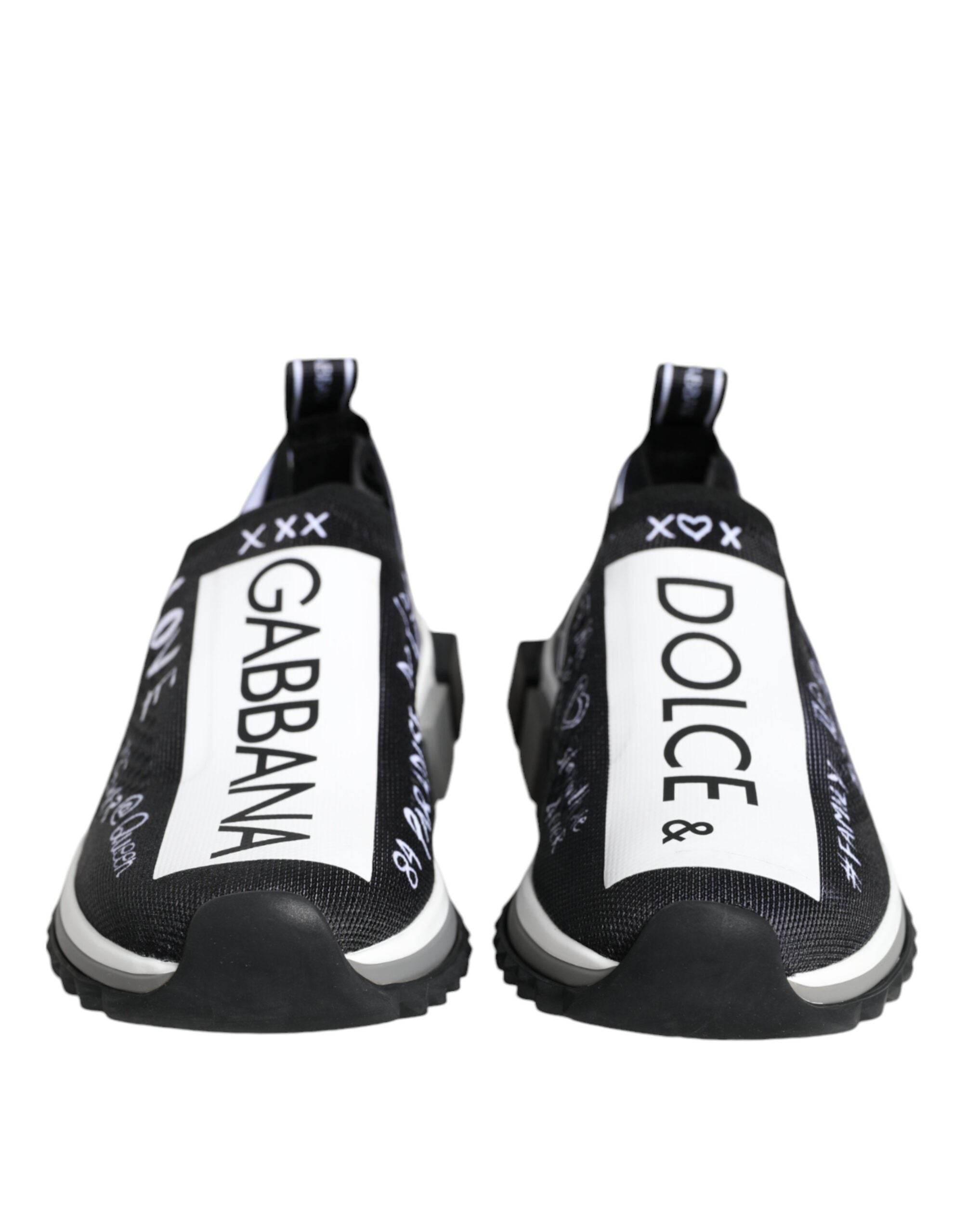 Dolce & Gabbana Black White Sorrento Low Top Sneakers Shoes - Hilstor