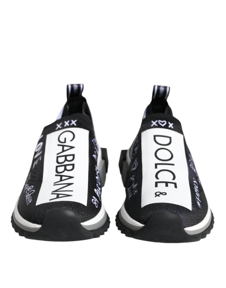 Dolce & Gabbana Black White Sorrento Low Top Sneakers Shoes - Hilstor