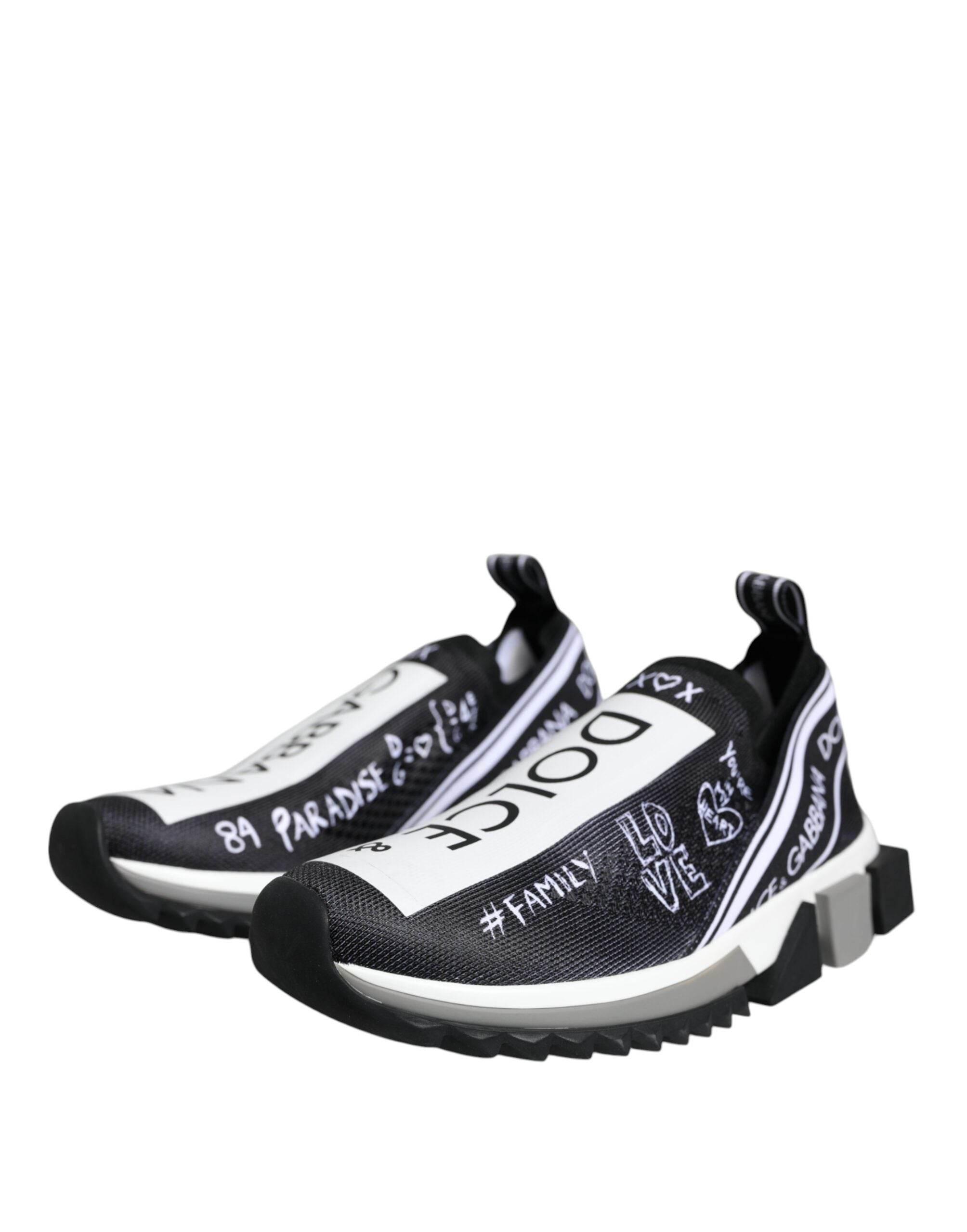 Dolce & Gabbana Black White Sorrento Low Top Sneakers Shoes - Hilstor