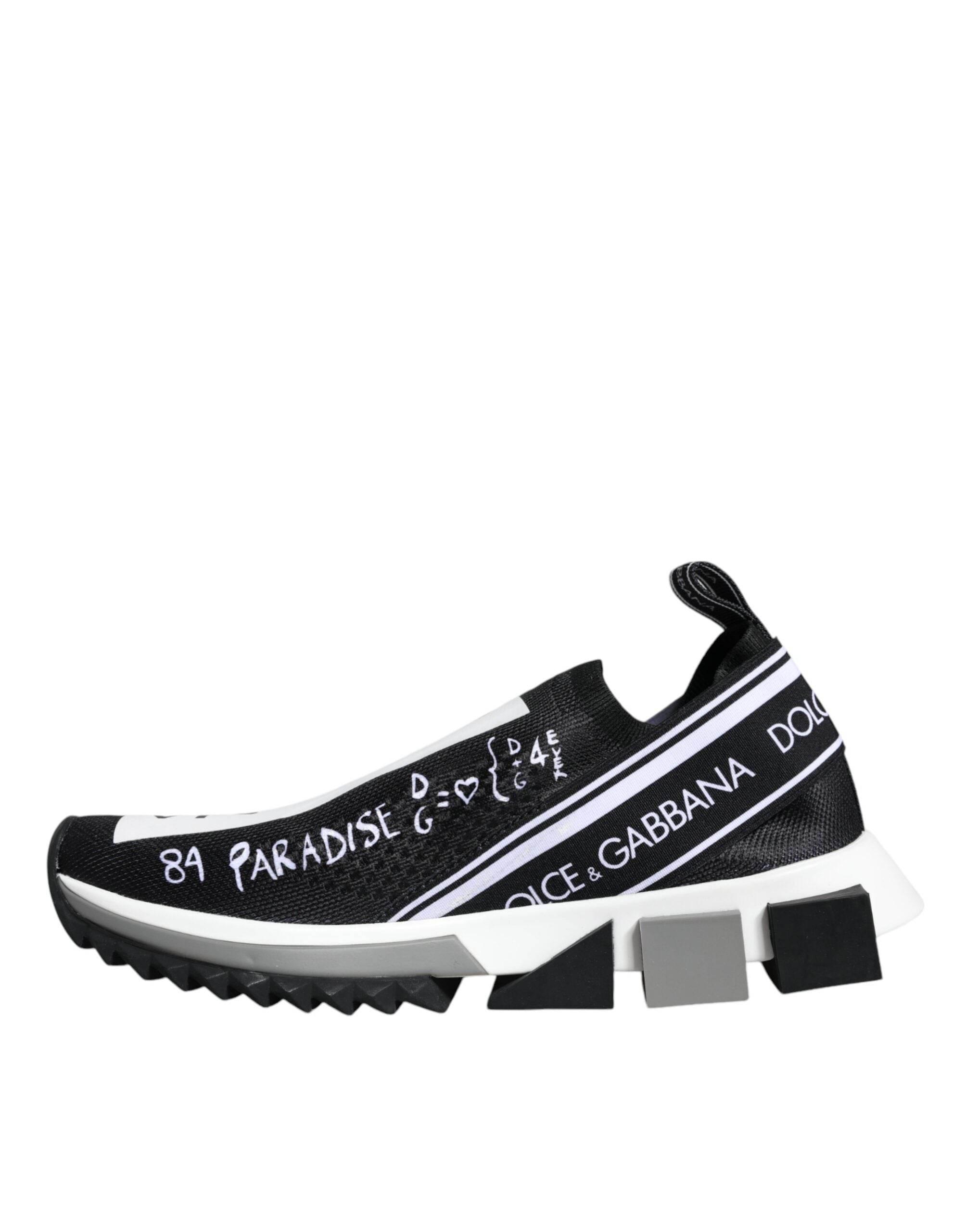 Dolce & Gabbana Black White Sorrento Low Top Sneakers Shoes - Hilstor