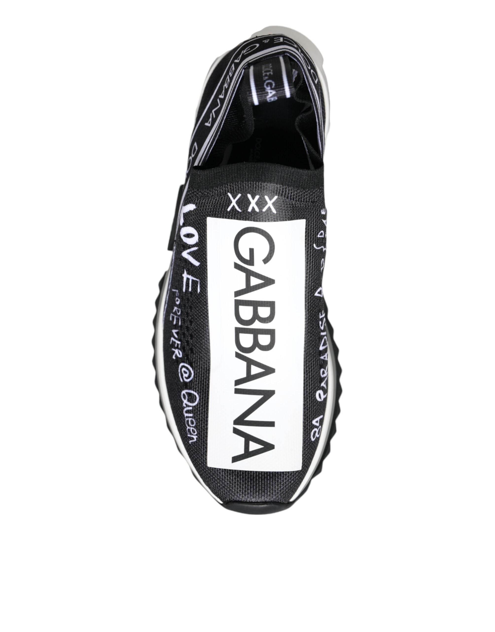 Dolce & Gabbana Black White Sorrento Low Top Sneakers Shoes - Hilstor