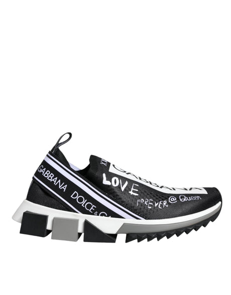 Dolce & Gabbana Black White Sorrento Low Top Sneakers Shoes - Hilstor