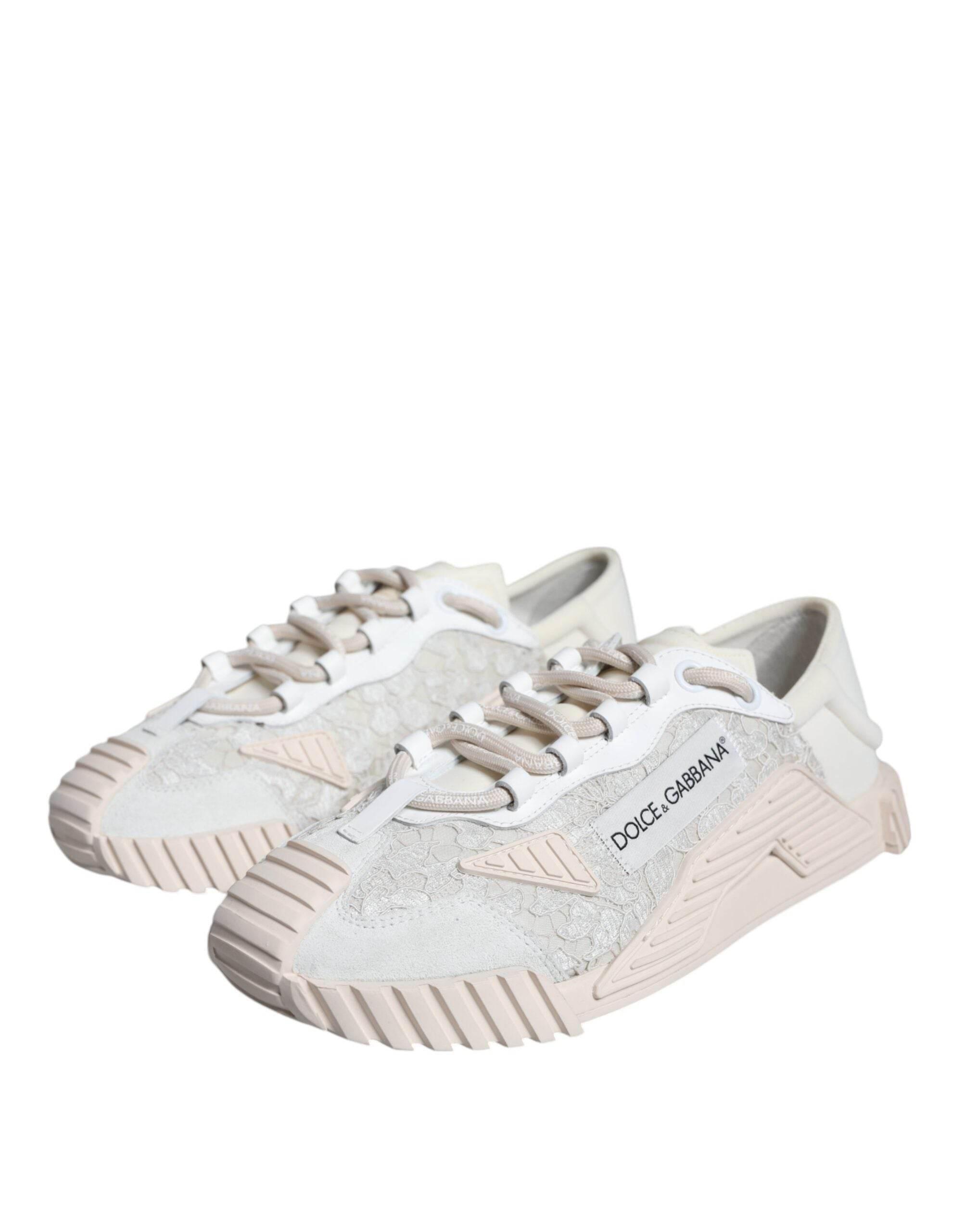 Dolce & Gabbana White Lace NS1 Low Top Sneaker Sports Shoes - Hilstor