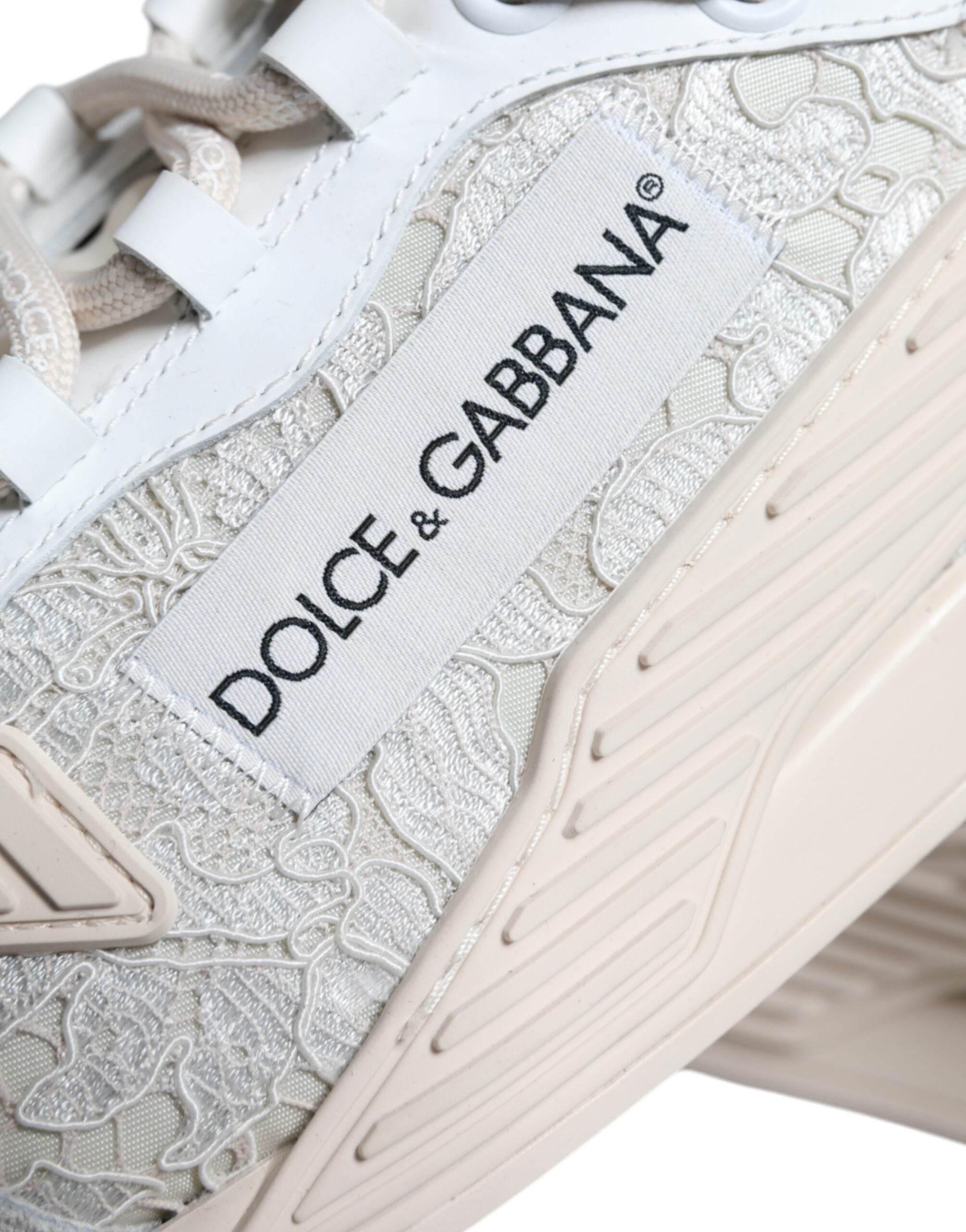 Dolce & Gabbana White Lace NS1 Low Top Sneaker Sports Shoes - Hilstor