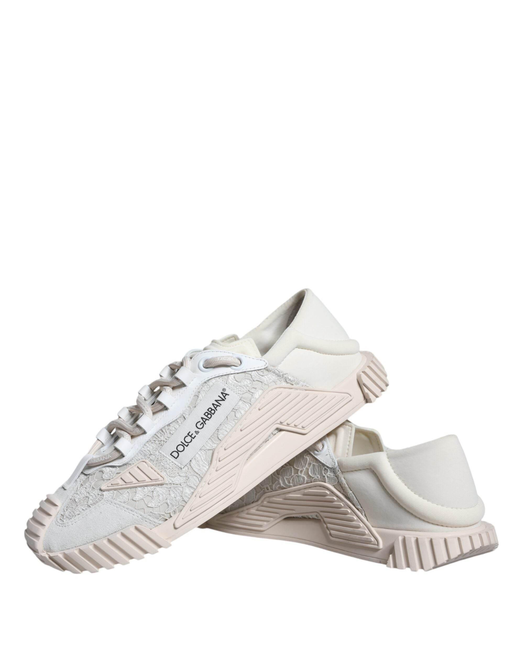 Dolce & Gabbana White Lace NS1 Low Top Sneaker Sports Shoes - Hilstor