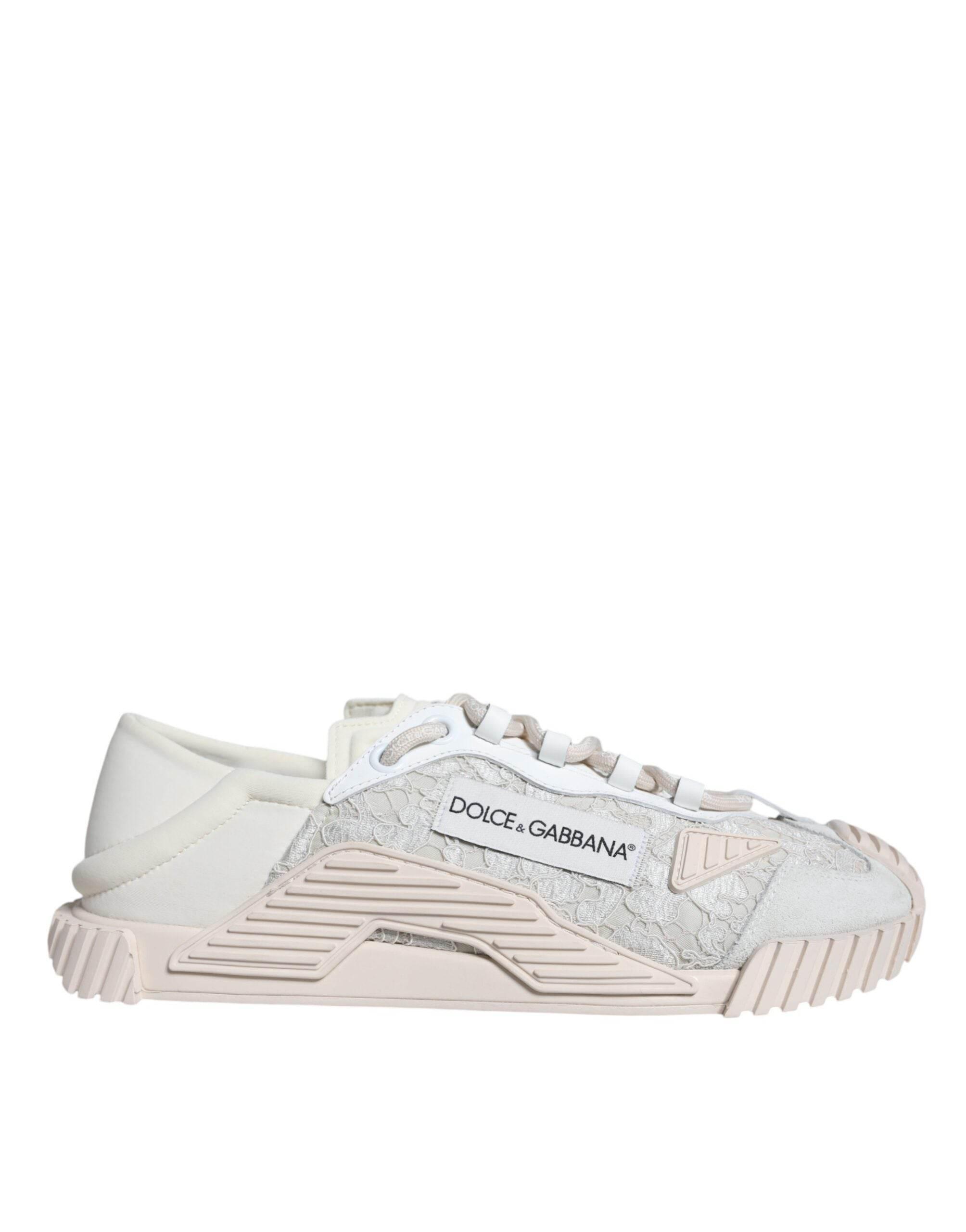 Dolce & Gabbana White Lace NS1 Low Top Sneaker Sports Shoes - Hilstor