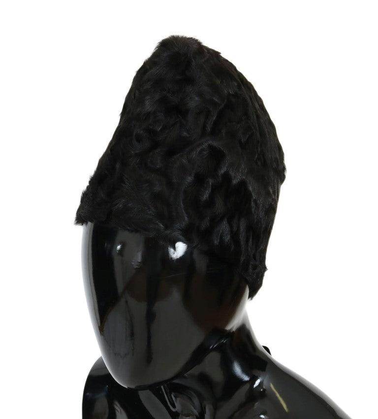 Dolce & Gabbana Black Xiangao Lamb Fur Beanie - Hilstor
