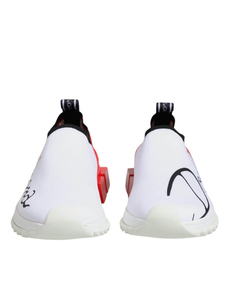 Dolce & Gabbana White Red Low Top Sorrento Men Sneakers Shoes - Hilstor