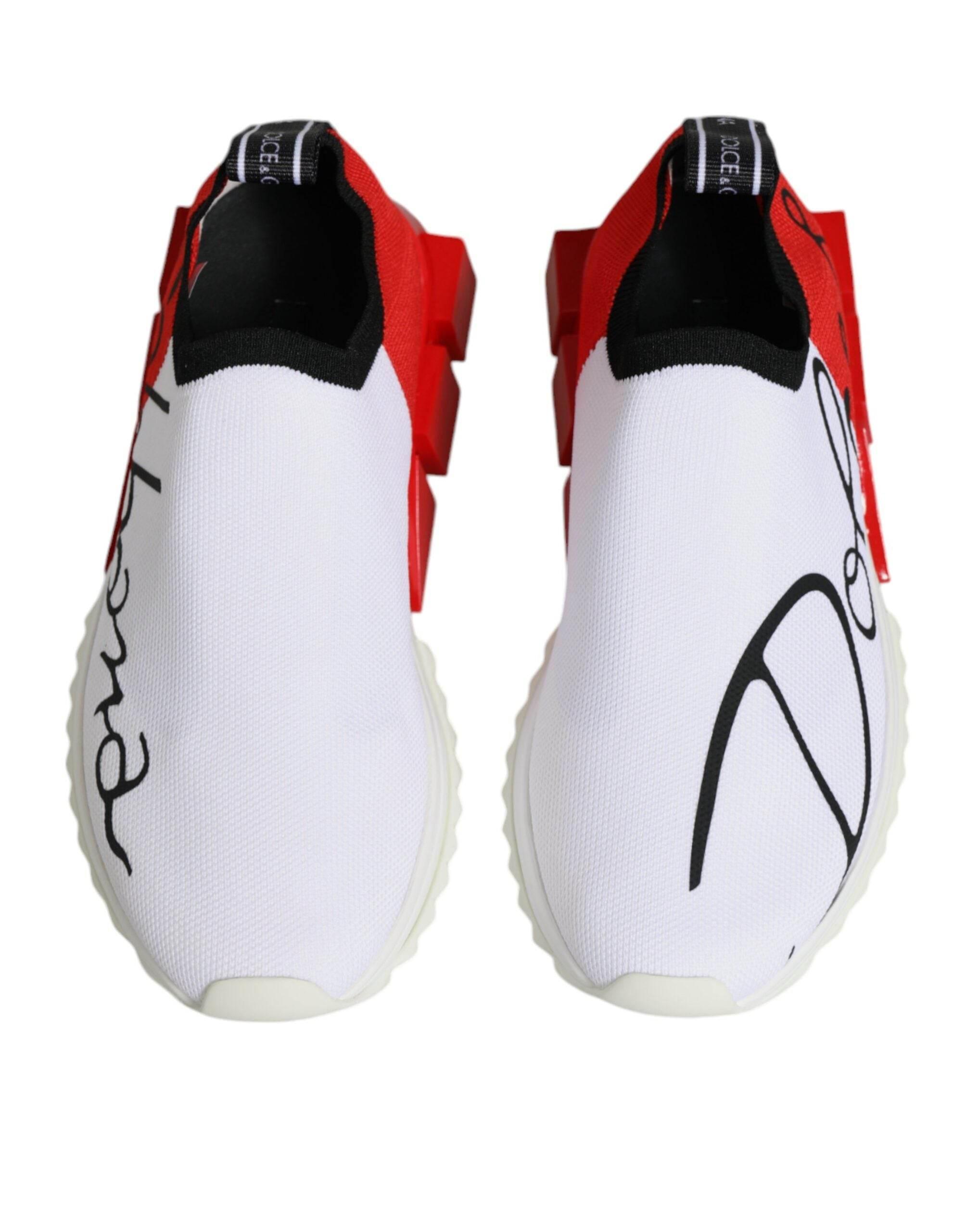 Dolce & Gabbana White Red Low Top Sorrento Men Sneakers Shoes - Hilstor