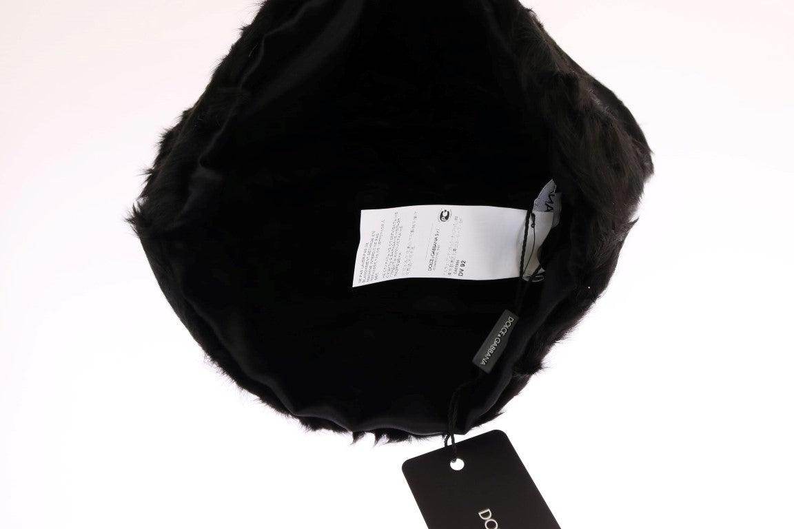 Dolce & Gabbana Black Xiangao Lamb Fur Beanie - Hilstor