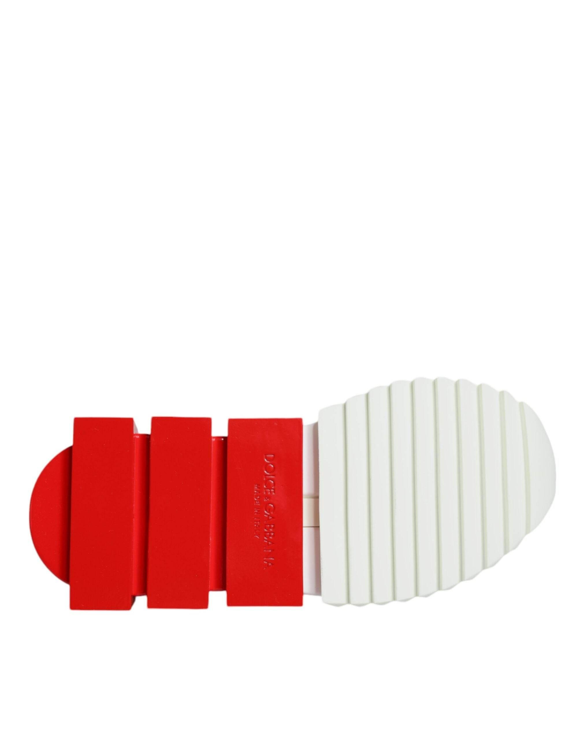 Dolce & Gabbana White Red Low Top Sorrento Men Sneakers Shoes - Hilstor
