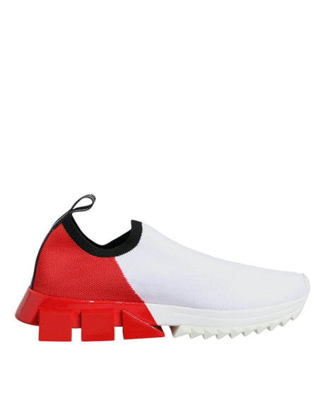 Dolce & Gabbana White Red Low Top Sorrento Men Sneakers Shoes - Hilstor