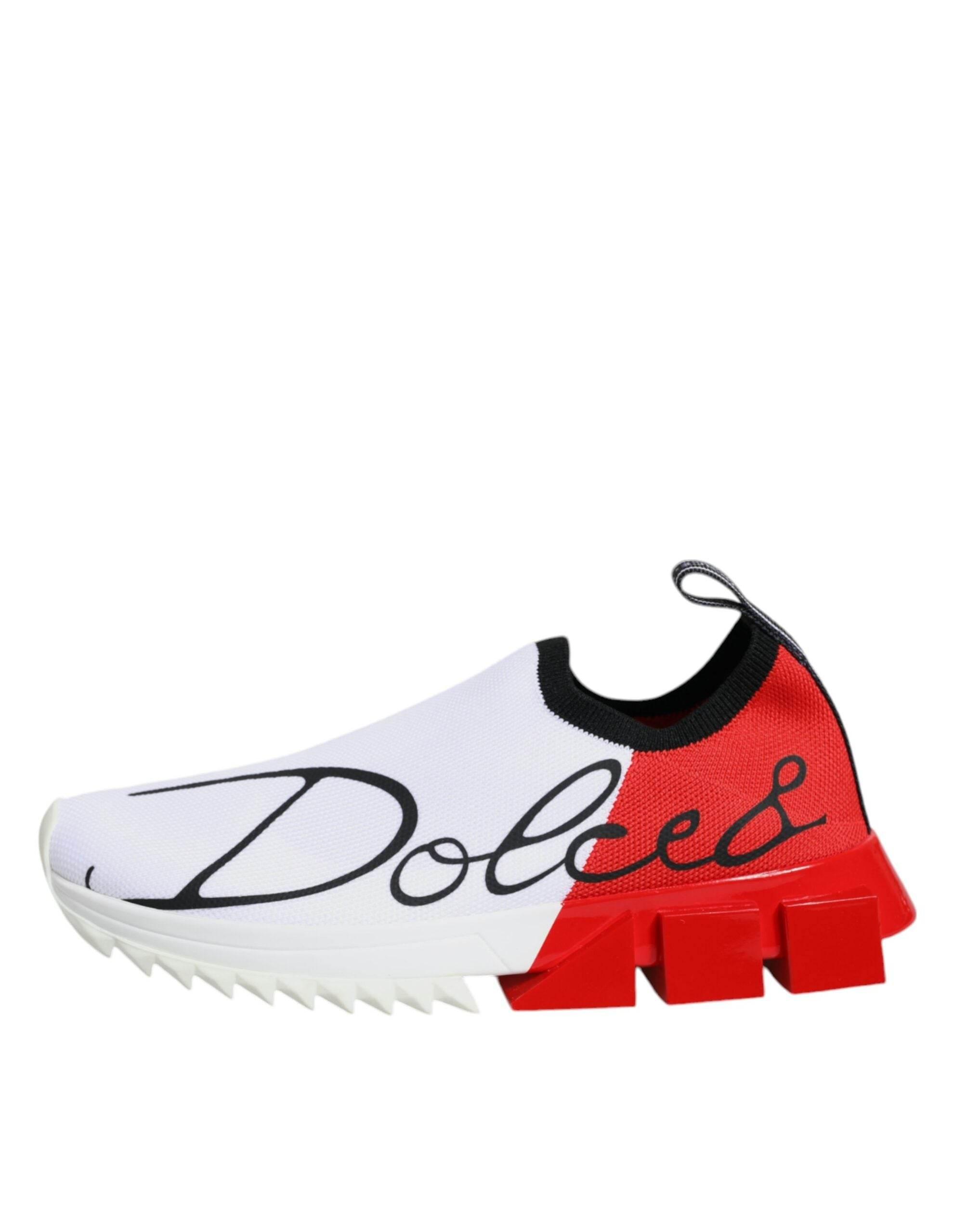 Dolce & Gabbana White Red Low Top Sorrento Men Sneakers Shoes - Hilstor