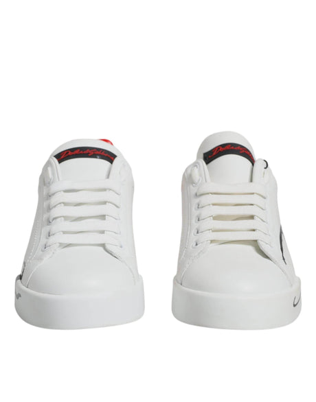 Dolce & Gabbana White Red Portofino Low Top Sneakers Shoes - Hilstor