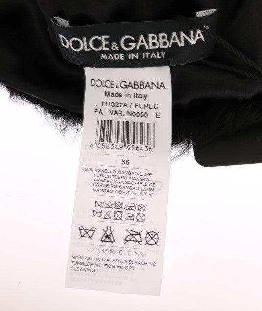 Dolce & Gabbana Black Xiangao Lamb Fur Beanie - Hilstor