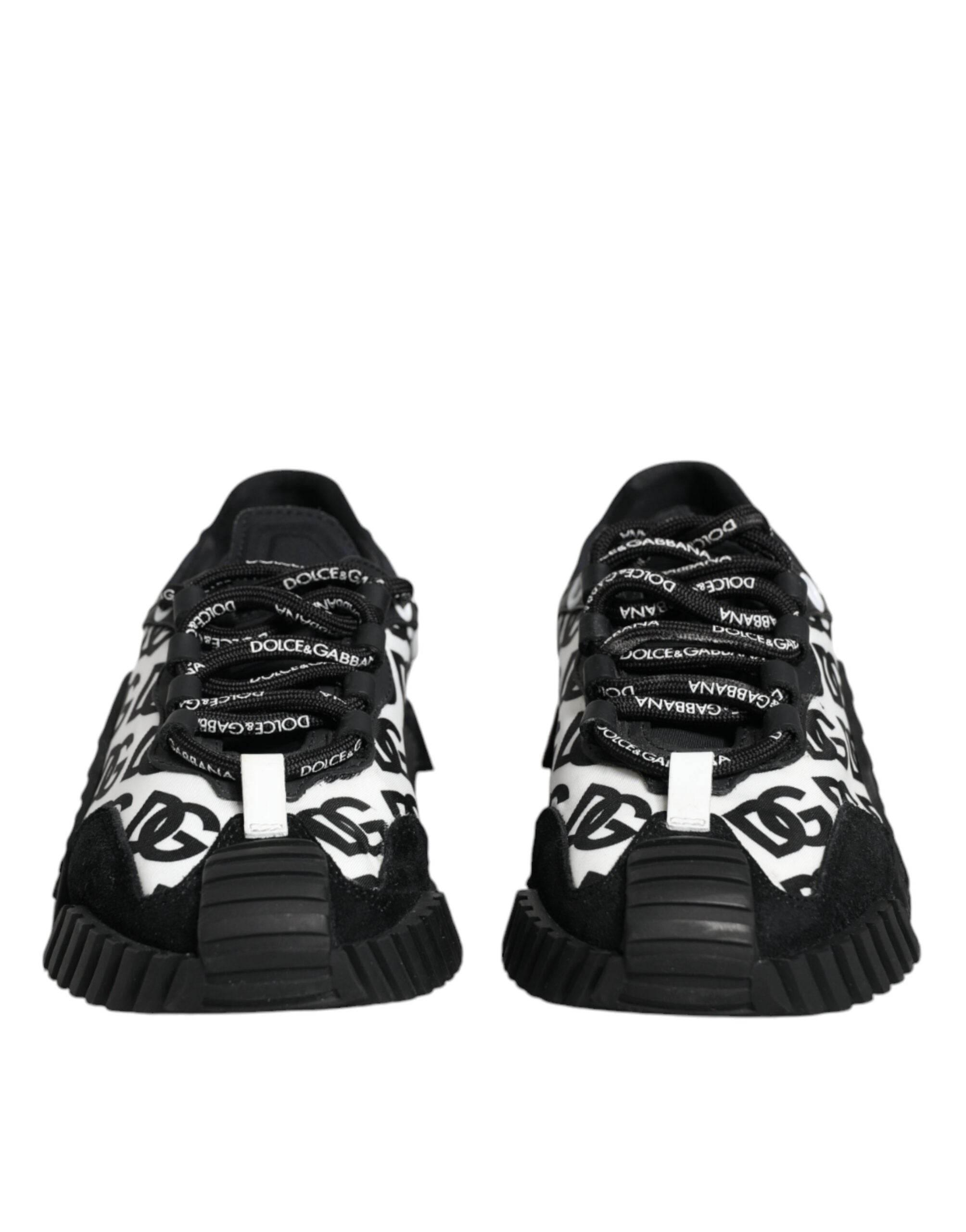 Dolce & Gabbana Black Logo Lace Up Low Top NS1 Sneakers Shoes - Hilstor