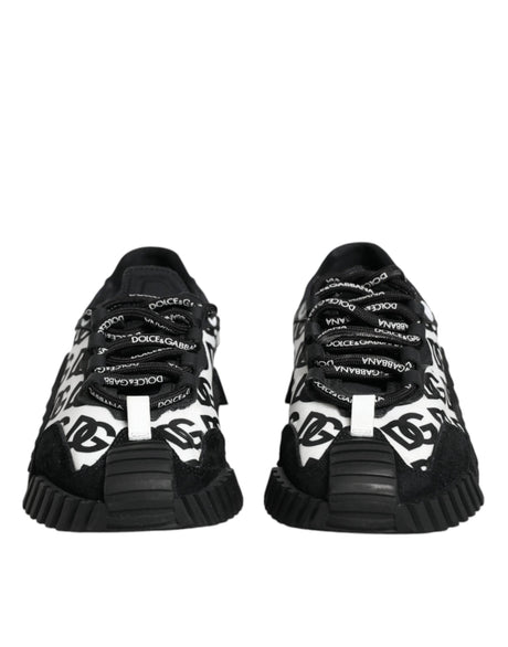 Dolce & Gabbana Black Logo Lace Up Low Top NS1 Sneakers Shoes - Hilstor