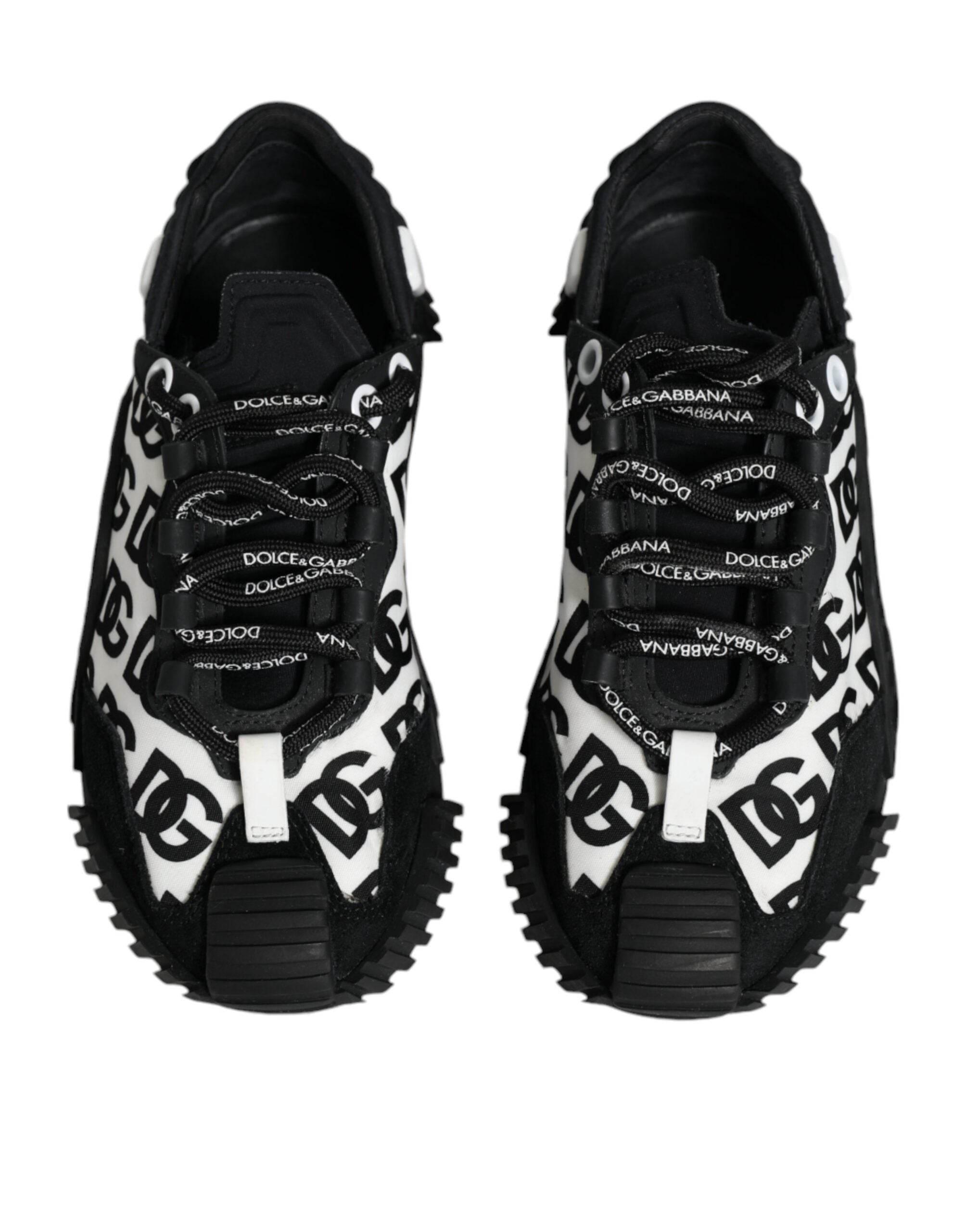 Dolce & Gabbana Black Logo Lace Up Low Top NS1 Sneakers Shoes - Hilstor