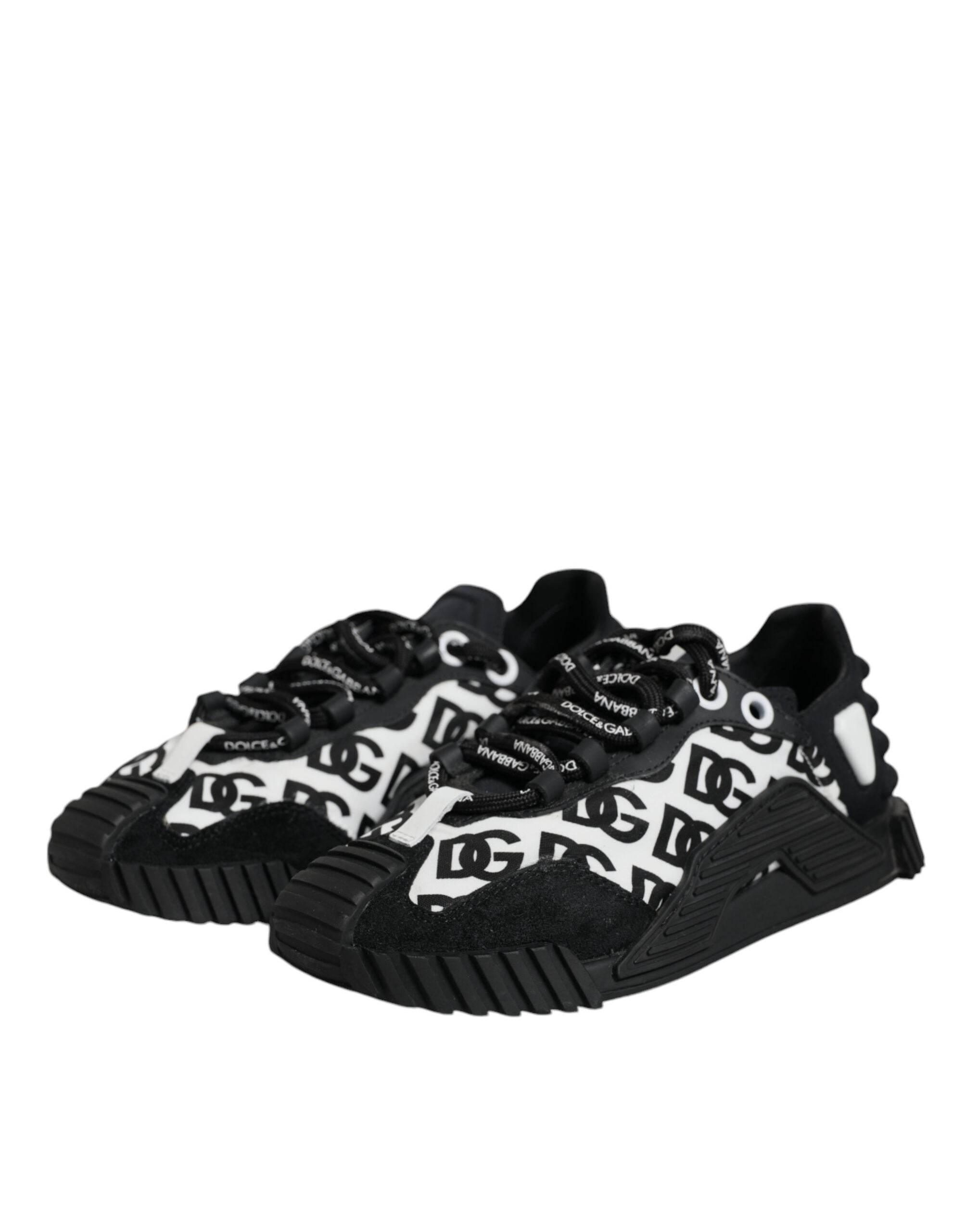Dolce & Gabbana Black Logo Lace Up Low Top NS1 Sneakers Shoes - Hilstor