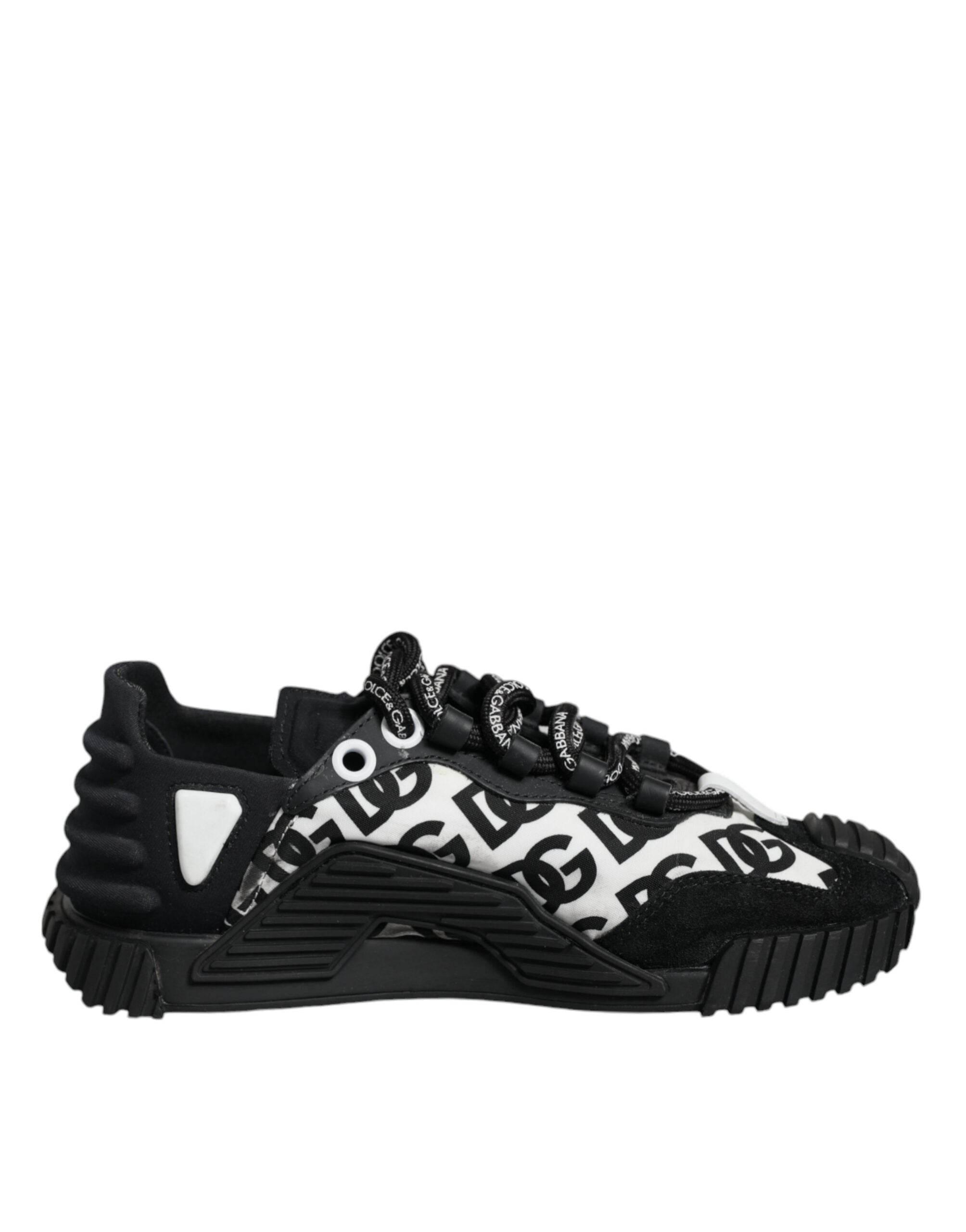 Dolce & Gabbana Black Logo Lace Up Low Top NS1 Sneakers Shoes - Hilstor