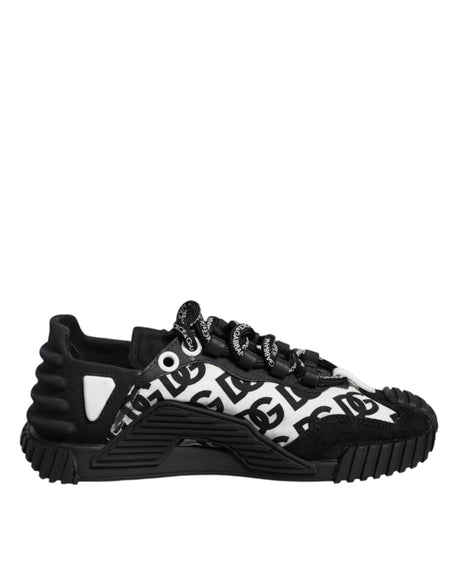 Dolce & Gabbana Black Logo Lace Up Low Top NS1 Sneakers Shoes - Hilstor