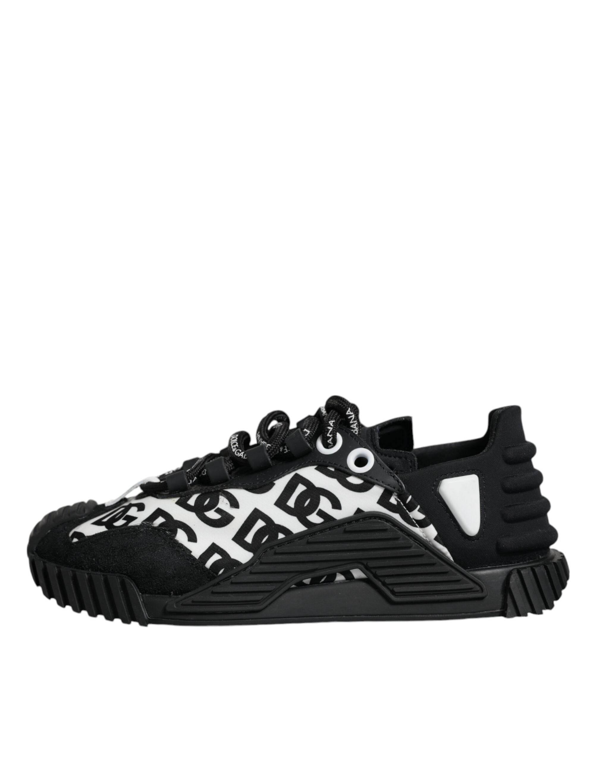 Dolce & Gabbana Black Logo Lace Up Low Top NS1 Sneakers Shoes - Hilstor