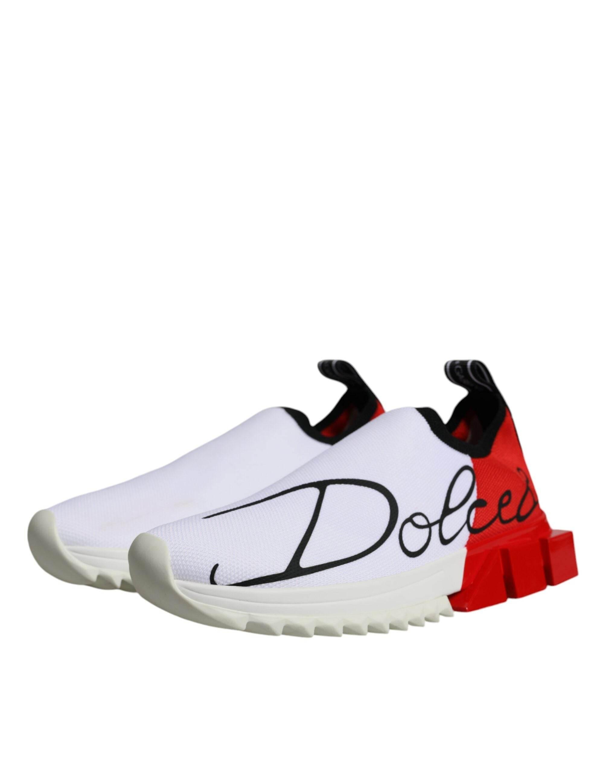 Dolce & Gabbana White Red Low Top Sorrento Men Sneakers Shoes - Hilstor