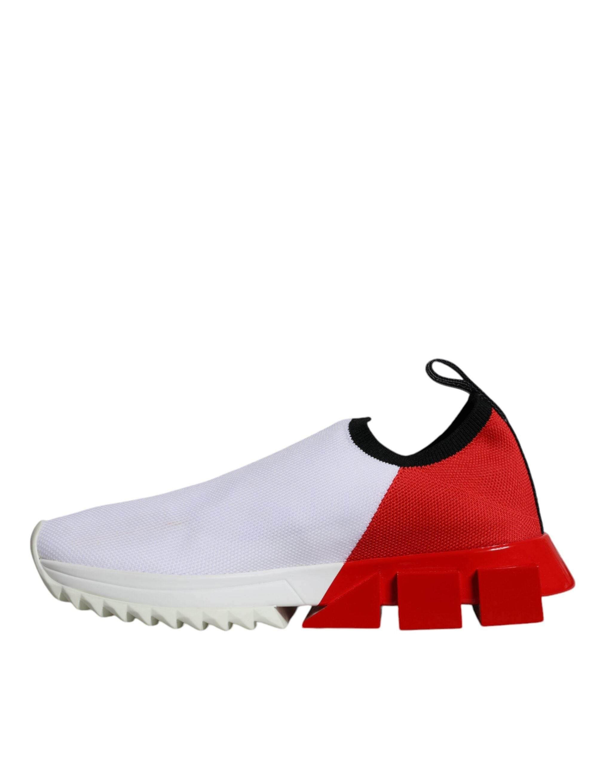 Dolce & Gabbana White Red Low Top Sorrento Men Sneakers Shoes - Hilstor