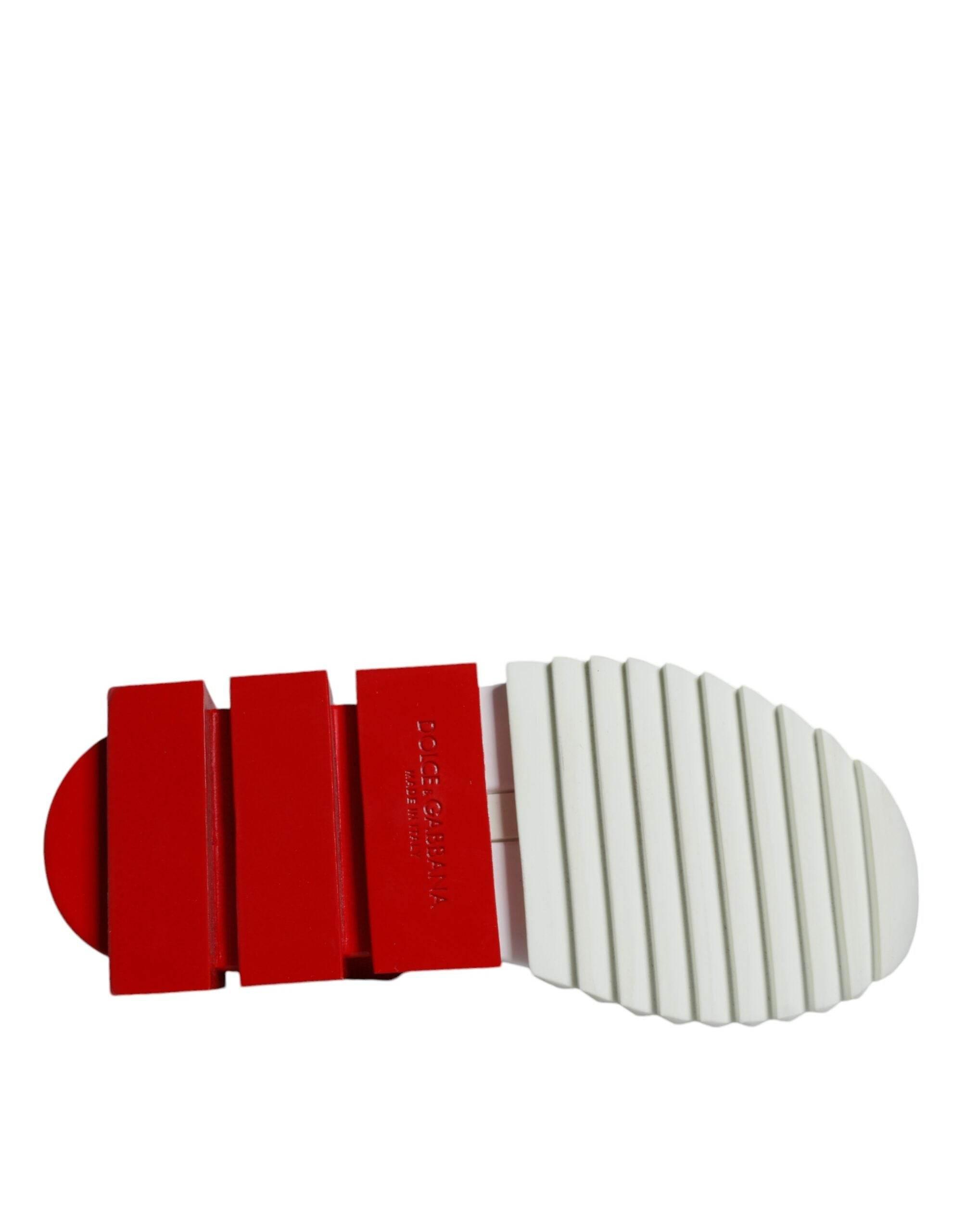 Dolce & Gabbana White Red Low Top Sorrento Men Sneakers Shoes - Hilstor