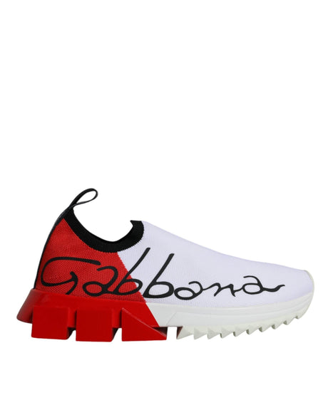 Dolce & Gabbana White Red Low Top Sorrento Men Sneakers Shoes - Hilstor