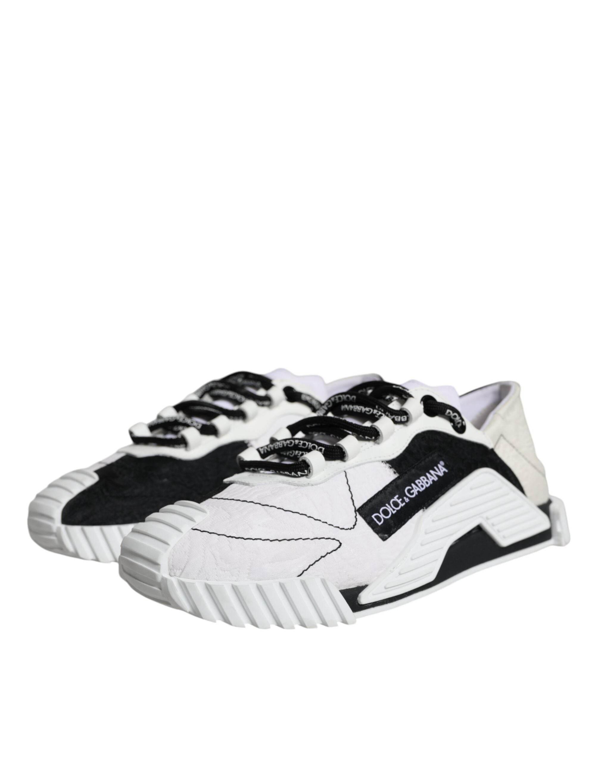Dolce & Gabbana White Black Low Top NS1 Sneakers Shoes - Hilstor