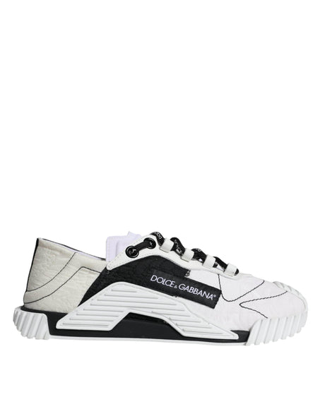 Dolce & Gabbana White Black Low Top NS1 Sneakers Shoes - Hilstor