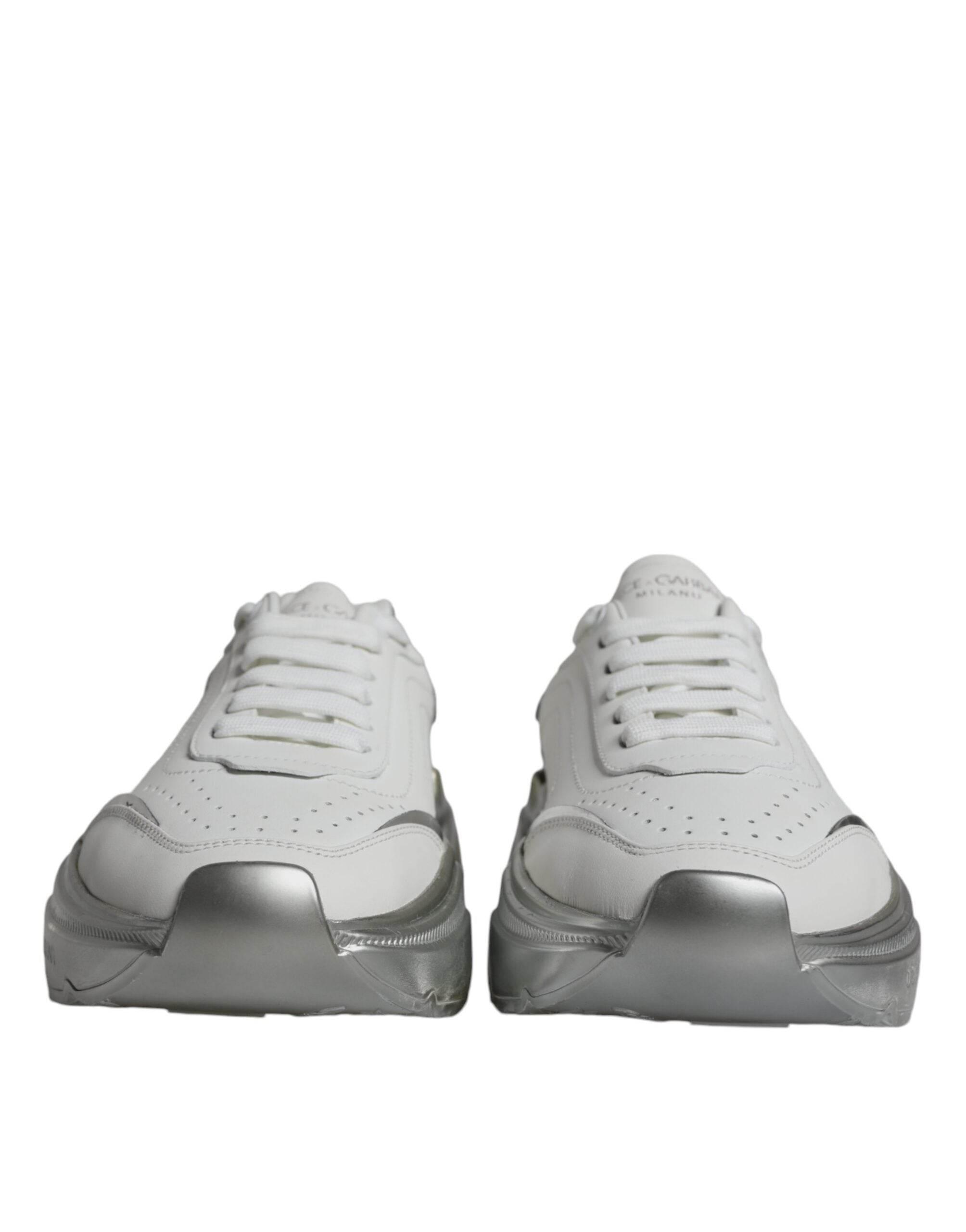 Dolce & Gabbana Silver White Daymaster Low Top Sneakers Shoes - Hilstor