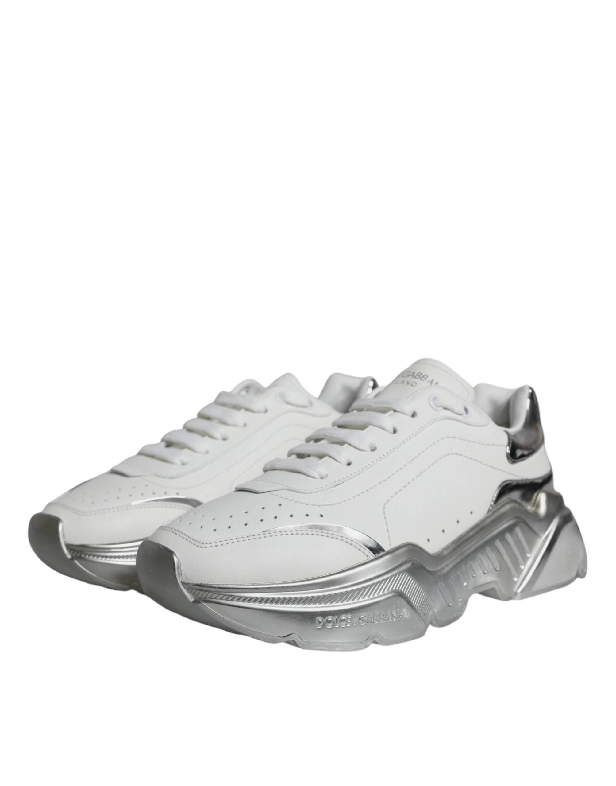 Dolce & Gabbana Silver White Daymaster Low Top Sneakers Shoes - Hilstor