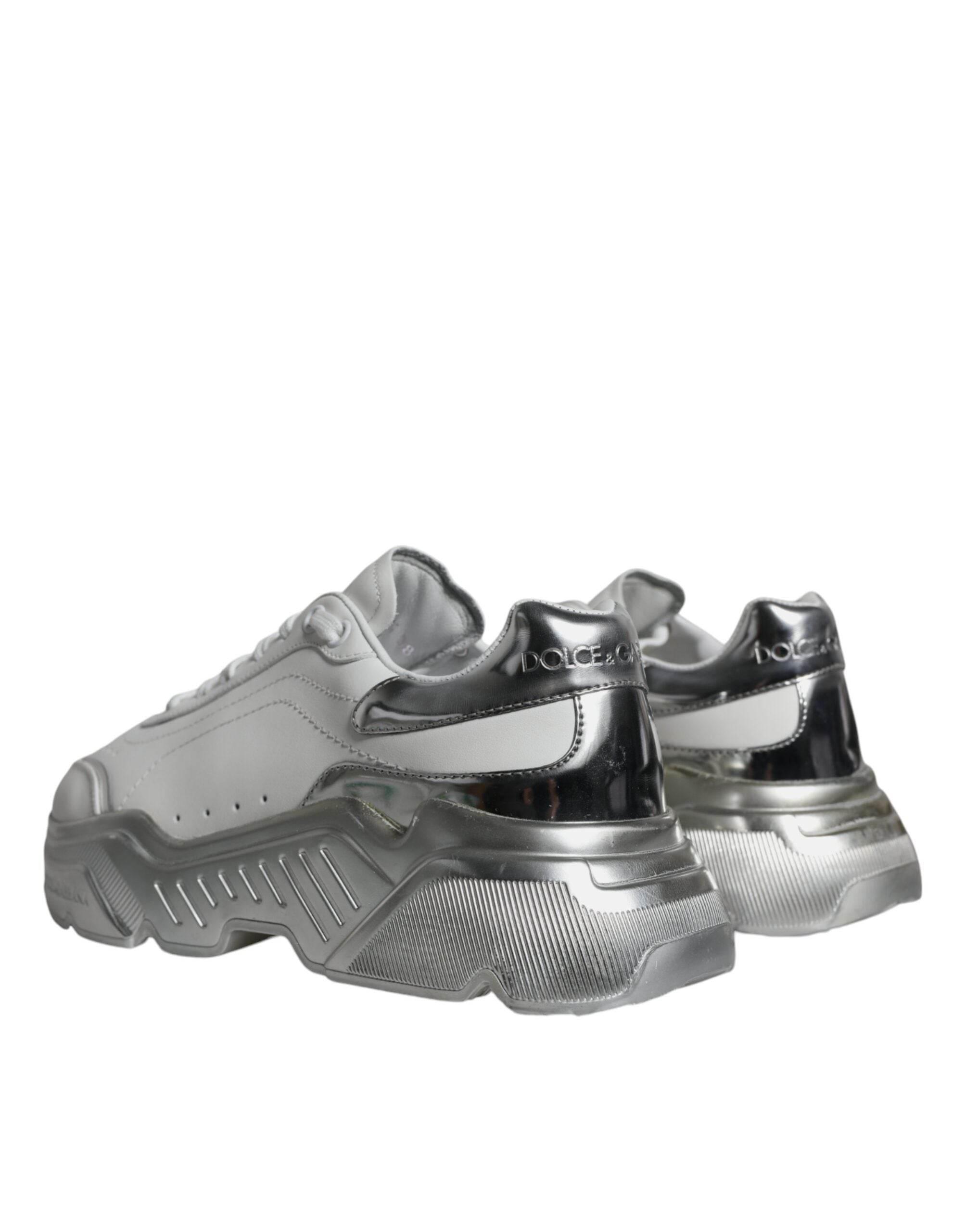 Dolce & Gabbana Silver White Daymaster Low Top Sneakers Shoes - Hilstor