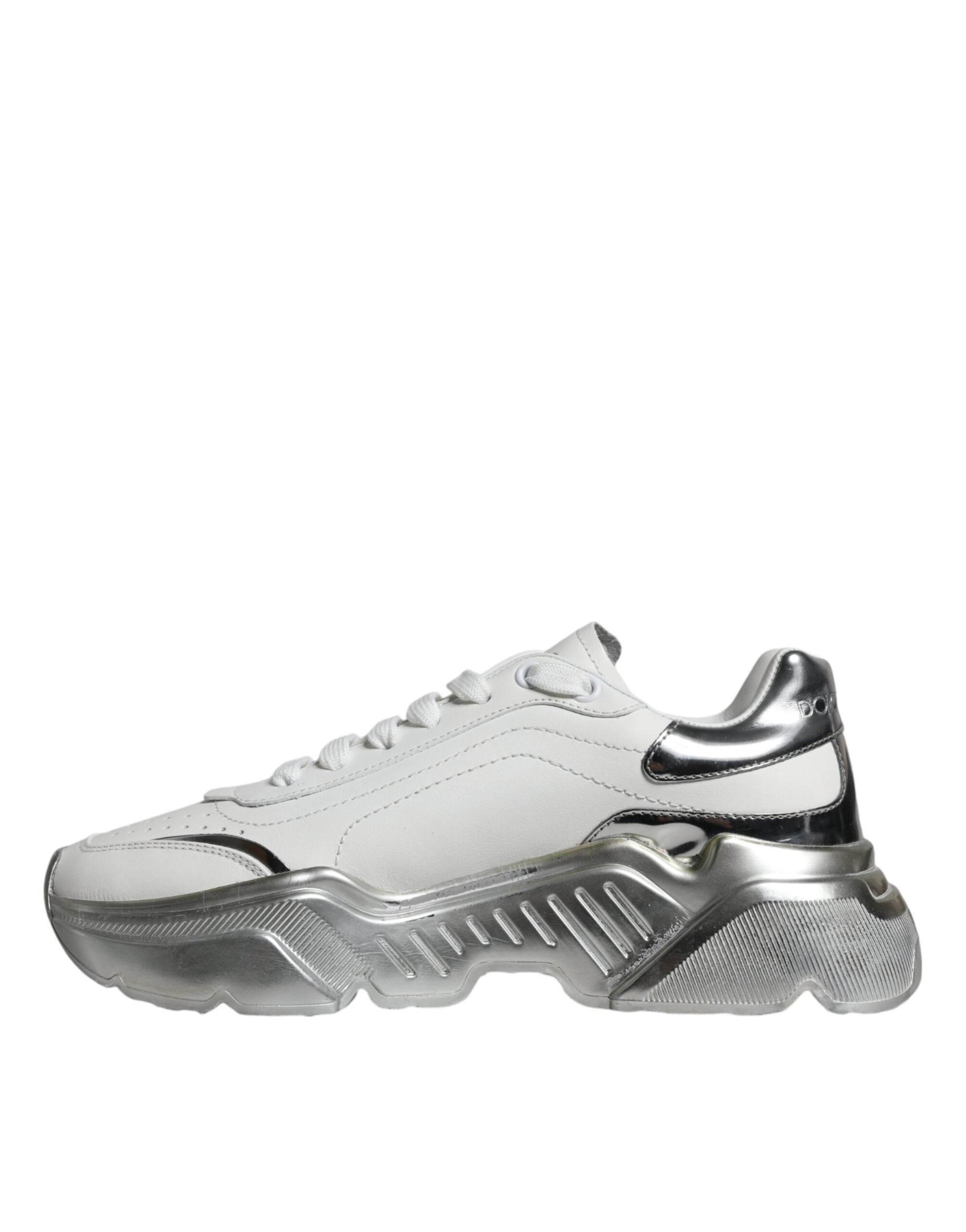 Dolce & Gabbana Silver White Daymaster Low Top Sneakers Shoes - Hilstor